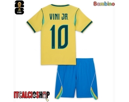 Brasile Vinicius Junior #10 Prima Maglia Bambino Mondiali 2026 Manica Corta (+ Pantaloni corti)